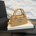 Chic khaki handbag with silver star detail and adjustable shoulder strap for women - Khaki