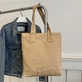 Khaki Canvas-Einkaufstasche mit KTMU-Stickerei und verstärkten Trägern am Bügel - Khaki