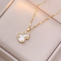 Collana dorata vintage con ciondolo a forma di zucca, intarsio in madreperla e zirconi - Collana a Zucca (X2645)