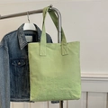 Sac fourre-tout décontracté en toile vert clair avec broderie et longues anses - Vert