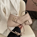 Sac à bandoulière beige vintage avec lanières croisées et boucles dorées - Kaki
