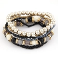 Bohemian meerlaagse kralenarmbandenset met goudkleurige, zwarte en grijze kralen dames - Zwart