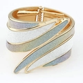 Macro-opname van gouden engelenvleugel armband met glitter en veerscharnier - Iriserend Wit