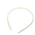 Minimalist white pearl headband for women featuring elegant round faux pearls on a slim band - White