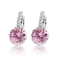 Boucles d'oreilles argentées avec pierres de zircon rose et cristaux blancs - Rose