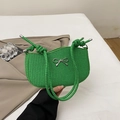 Grüne gewebte Handtasche mit silberner Metallschleife und modischem Knotengriff - Grün