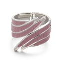 Zilveren vleugelarmring met roze glitterinleg en een handige scharniersluiting - Zilveren Basis Roze Glitter (010)