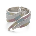 Brede zilveren engelenvleugel armband met een kleurrijke glitter verloopafwerking - Zilveren Basis Kleurverloop Glitter (011)
