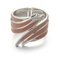 Zilveren open armband met overlappende engelenvleugels en champagne glitter inleg - Zilveren Basis Champagne Goud Glitter (013)