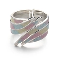 Zilveren metallic manchet met pastel glitterverloop en verende sluiting - Zilveren Basis Gradiënt Driekleurige Glitter (016)