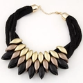 Statement necklace with multi-strand black braided ropes and colorful matte seed charms - Multicolor (0511132)
