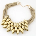 Multi-strand gold mesh necklace with matte olive-shaped accents and lobster clasp closure - Gold (10511133)
