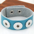 Türkisblaues Lederarmband mit Druckknopf-Basis für DIY-Anhänger im coolen Punk-Stil - Cyan