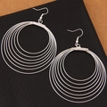 Silver multi-layered concentric circle drop earrings with stylish tiered ring design - Multi-layer Concentric Circles (100922131) / Silver