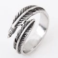 Vintage Silberfeder Ring mit Oxidationsdetails und verstellbarem Boho Design - Vintage Silber Feder Stil (wl013080659)