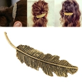 Macro detail of vintage gold feather hair clip with realistic metallic texture and design - Antique Gold