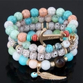 Bracciale multistrato bohémien con perline e ciondoli a forma di ancora, ala e malocchio - Multicolore (wl100922148)