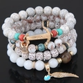 Set braccialetti con perline stile boho con ciondoli ancora, ala e malocchio - Bianco (wl100922150)