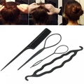 4-teiliges Set Haarstyling-Zubehör mit Haarschleifen und Kamm für elegante Frisuren - Schwarz 4-teiliges Set