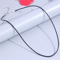 Minimalist black cord necklace with silver metal lobster clasp and extension chain - 45cm+5cm Extension Chain / Black