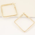 Minimalist gold square hoop earrings with white seed beads and secure latch back closure - White 110509143