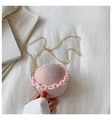 Elegant pink glitter spherical evening clutch bag with a chunky decorative chain - Pink