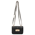 Classic black V-quilted crossbody bag for women with gold chain strap and turn-lock closure - Black