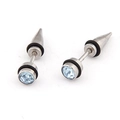 Silberne Titanstahl-Ohrstecker mit hellblauen Kristallen im modischen Punk-Rock-Stil - Hellblau
