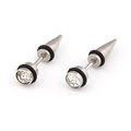 Punk-Stil Ohrringe aus Edelstahl mit klarem Zirkonia und spitzen Kegel-Steckern - Transparent