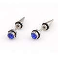Herren Ohrstecker aus Titanstahl mit blauem Edelstein und modischem Spike-Design - Dunkelblau