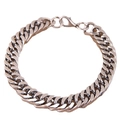 Classico bracciale a catena cubana in acciaio inossidabile con chiusura a moschettone - Argento