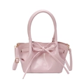 Borsa a secchiello rosa minimalista con fiocco decorativo e tracolla rimovibile - Rosa