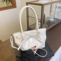 Sac à main blanc brillant avec nœud décoratif et bandoulière amovible, style élégant - Blanc