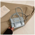 Light blue vintage square crossbody bag in PU leather with gold fashion hardware detail - Blue