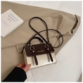 Brown and beige vintage crossbody bag with fashion rivet straps and leather handle - Beige and Coffee