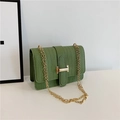 Sac bandoulière vert motif crocodile élégant avec chaîne dorée pour femmes - Vert
