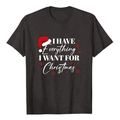Nahaufnahme von dunkelgrauem Rundhals-T-Shirt mit Weihnachtsprint und weißer Schrift - S / Melange Grau