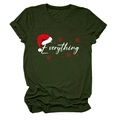 Detail of dark green cotton T-shirt featuring Christmas theme print and soft fabric texture - S / Army Green (White Text)