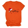 Detail of orange t-shirt showing festive Everything text and red Santa hat print - S / Orange (Black Text)