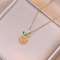 Collana con pendente a limone in cristalli brillanti su catena d'oro raffinata - Oro - Limone Arancione