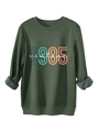 Dettaglio felpa vintage 1985 verde scuro con interno felpato e polsini arrotolati - S / Verde Militare