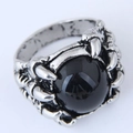 Anello vintage da uomo con artiglio di drago argento e grande gemma nera ovale - Stile Artiglio di Drago Cabochon Nero (018040707)