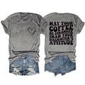 Detail view of grey mom-themed t-shirt with distressed denim shorts featuring ripped hem - Dark Grey (Black Font)
