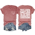 Flat lay of women's casual t-shirt and ripped denim shorts showing front and back design - Rose Gold (White Font)