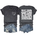 Women's casual set featuring gray short-sleeve 'Mom' tee and blue ripped denim shorts - Heather Grey (White Font)