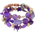 Détail du bracelet bohème multicouche violet avec perles de cristal et séparateurs en métal - Violet