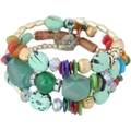 Bracelet bohème multicouche avec pierres turquoise et perles à facettes colorées - Vert Multicolore