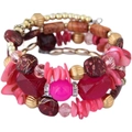 Bracelet bohème multicouche avec perles de turquoise rouge et sphères dorées chic - Rouge Rose