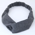 Classic grey twisted knit headband with elastic wide band for daily fashion and sports wear - Dark Gray