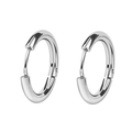 Orecchini a cerchio minimalisti da uomo in acciaio chirurgico argento lucido - 14mm / Argento